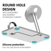 Alloy Storage Base Data Cable Accessories Watch Charging Stand with magnetic phone mount and Apple Watch dock, ideal for desktop use.
