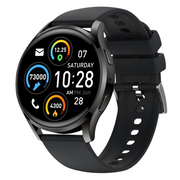 Heart Rate Smart Watch with black silicone strap displaying time, heart rate, steps, and calories burned. Ideal for fitness tracking and health monitoring.