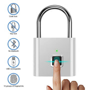 Smart Fingerprint Padlock - Keyless Security | Biometric, Rechargeable padlock with fingerprint sensor, supports 10 fingerprints and fast unlock.