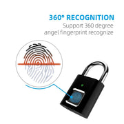 Smart Fingerprint Padlock - Keyless Security | Biometric, Rechargeable padlock with fingerprint sensor, supports 10 fingerprints and fast unlock.