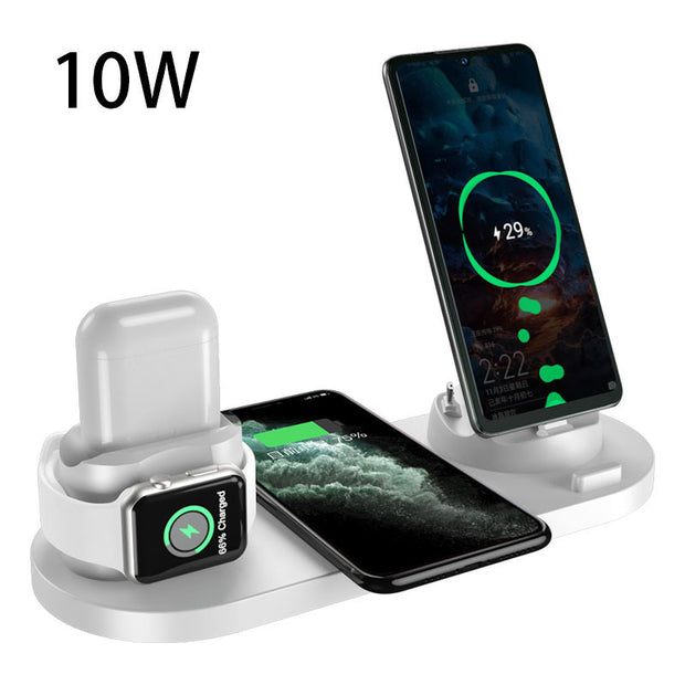 Wireless Charger For iPhone Fast Charger For Phone Fast Charging Pad with 6 in 1 Dock Station charging iPhone, Apple Watch, and AirPods simultaneously.