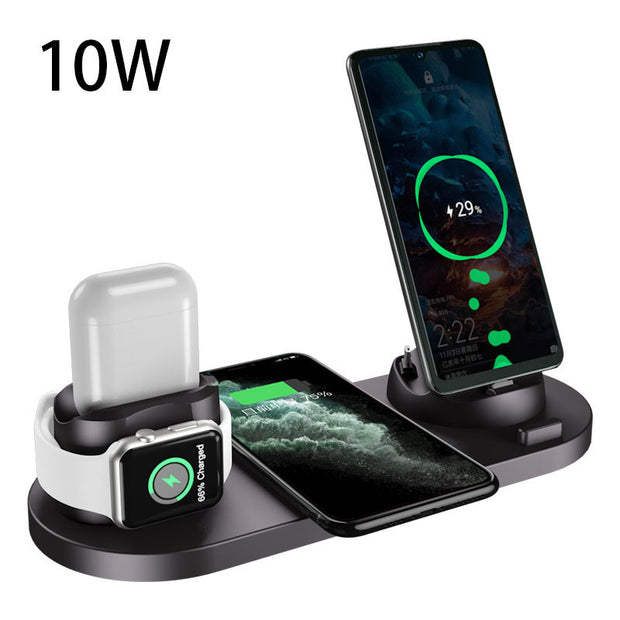Wireless Charger For iPhone Fast Charger For Phone Fast Charging Pad with 6 in 1 Dock Station charging iPhone, Apple Watch, and AirPods simultaneously.