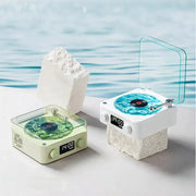 Mini Retro Speaker - White Noise Bluetooth with turntable design and digital clock display, ideal for portable sound and vintage decor.