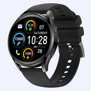 Heart Rate Smart Watch with black silicone strap displaying time, heart rate, steps, and calories burned. Ideal for fitness tracking and health monitoring.
