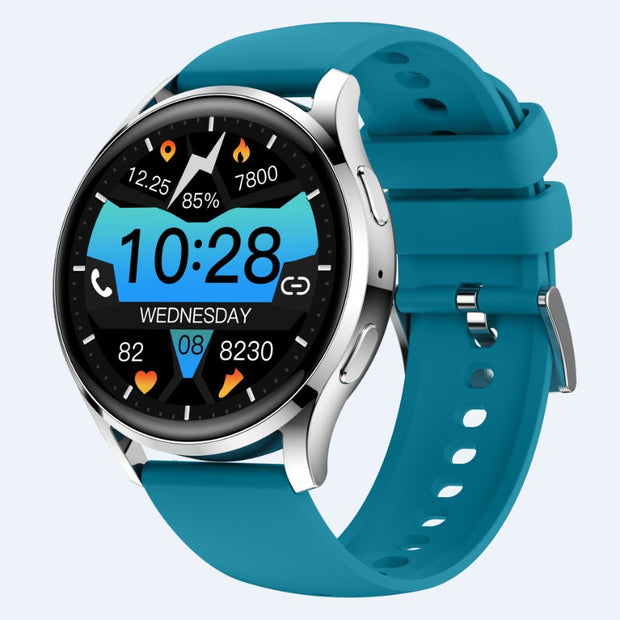 Heart Rate Smart Watch with black silicone strap displaying time, heart rate, steps, and calories burned. Ideal for fitness tracking and health monitoring.