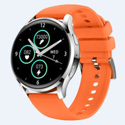 Heart Rate Smart Watch with black silicone strap displaying time, heart rate, steps, and calories burned. Ideal for fitness tracking and health monitoring.