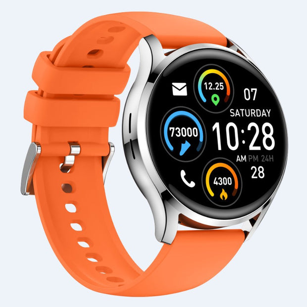 Heart Rate Smart Watch with black silicone strap displaying time, heart rate, steps, and calories burned. Ideal for fitness tracking and health monitoring.