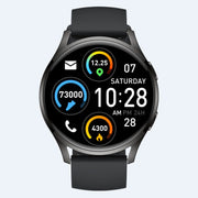 Heart Rate Smart Watch with black silicone strap displaying time, heart rate, steps, and calories burned. Ideal for fitness tracking and health monitoring.